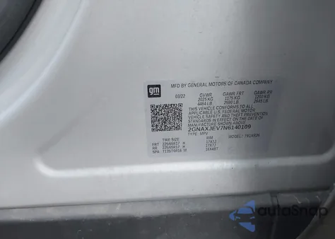 2022 Chevrolet Equinox Fwd 2Fl from USA, damaged, VIN 2GNAXJEV7N6140109